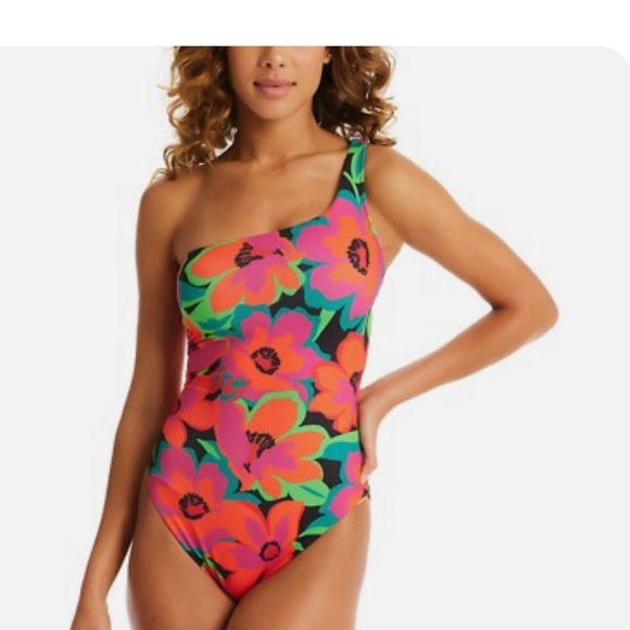 Sanctuary One-Piece Swimsuit - multicolor printed one shoulder size x small - Picture 3 of 8
